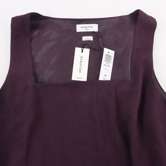 Aritzia Babaton Prestige Squareneck Crepe Mini Dress in Noble - Size Medium NEW - Picture 3 of 6
